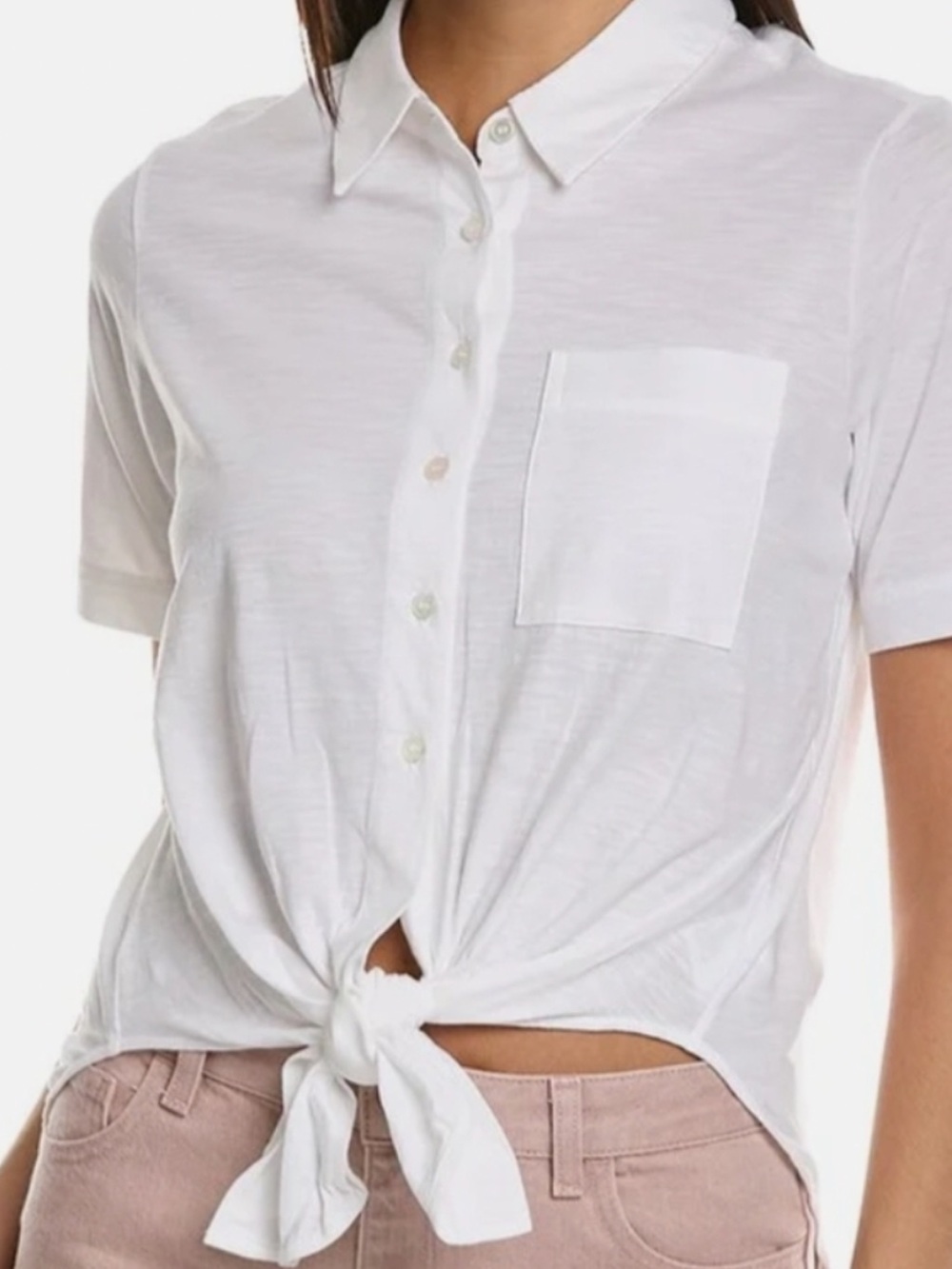 Theory White Tie-Front Button-Down Shirt Women’s Size L
